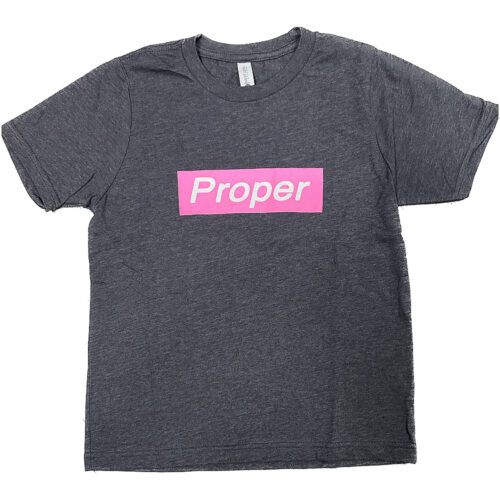 Heather gray black shirt with pink supreme logo